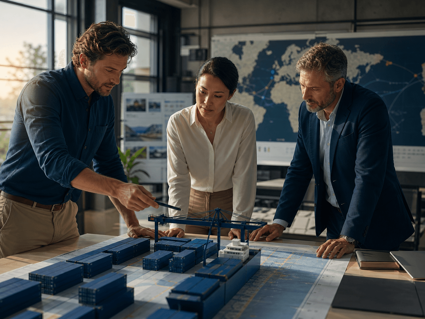 Logistics specialists designing a tailored container solution
